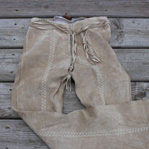 Arden B Boho Suede Tan Leather Pants